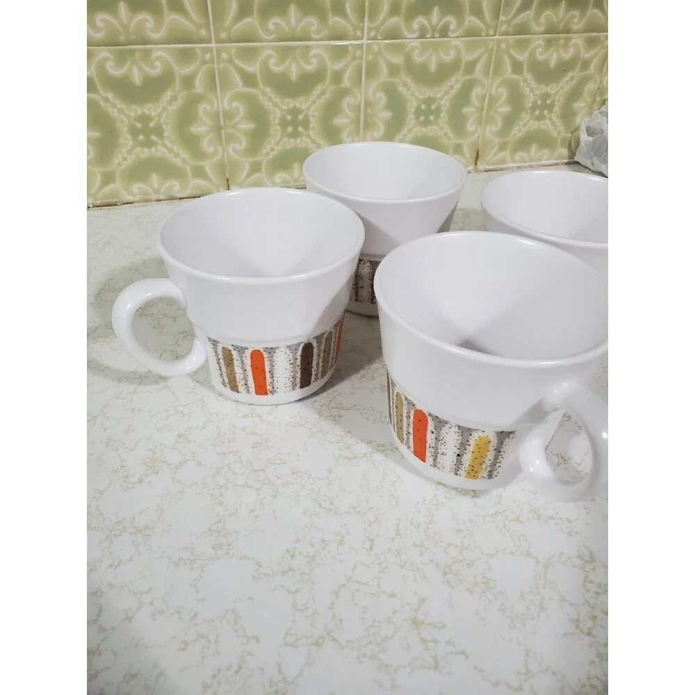 Vintage MCM Noritake Progression Mardi Gras 9019 Coffee Cups - Set of 4